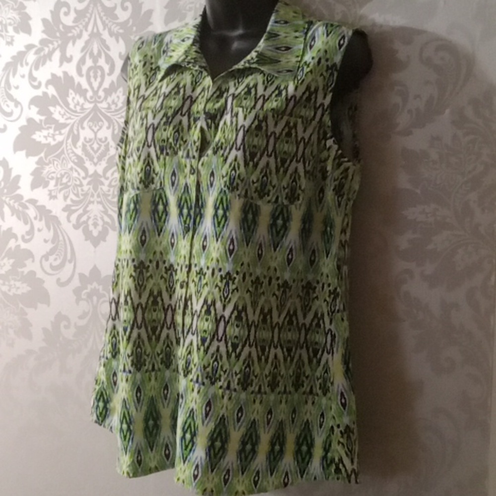 Notations Sleeveless Button Down Shirt M - Picture 3 of 6